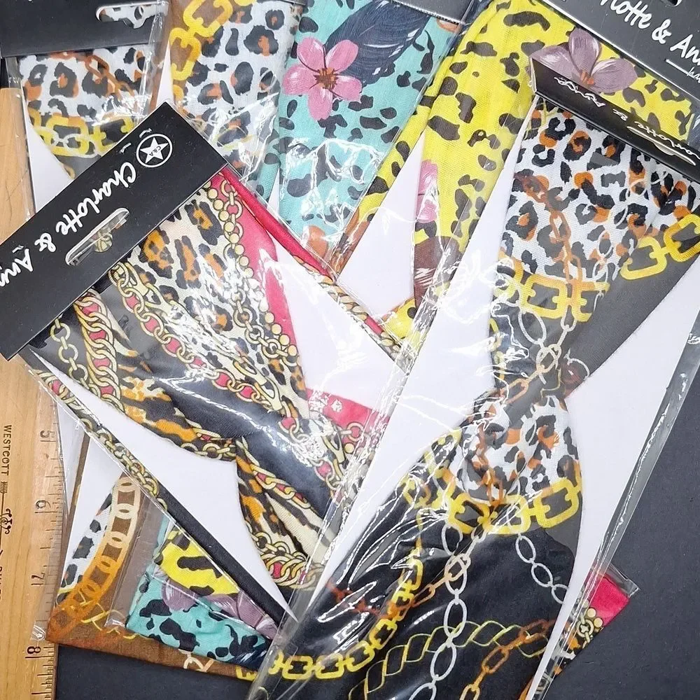 Leopard print multicolorer floral headbands Multipack